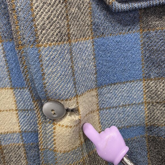 Vintage Chippewa Woolen Mills Jacket Mens Large Blue Gray Wool Plaid Shacket - Picture 5 of 11
